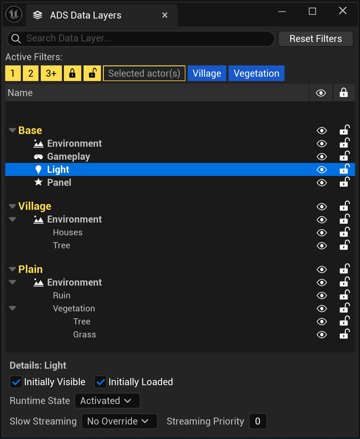 Custom ADS Data Layers window