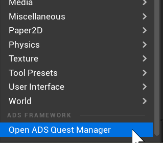 Opening ADS Quest Manager